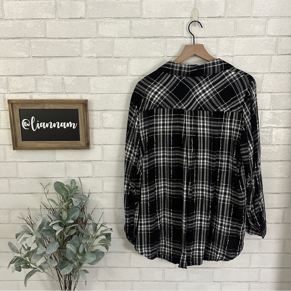 LANE BRYANT Black & White Plaid Flannel Shirt - Picture 5 of 10